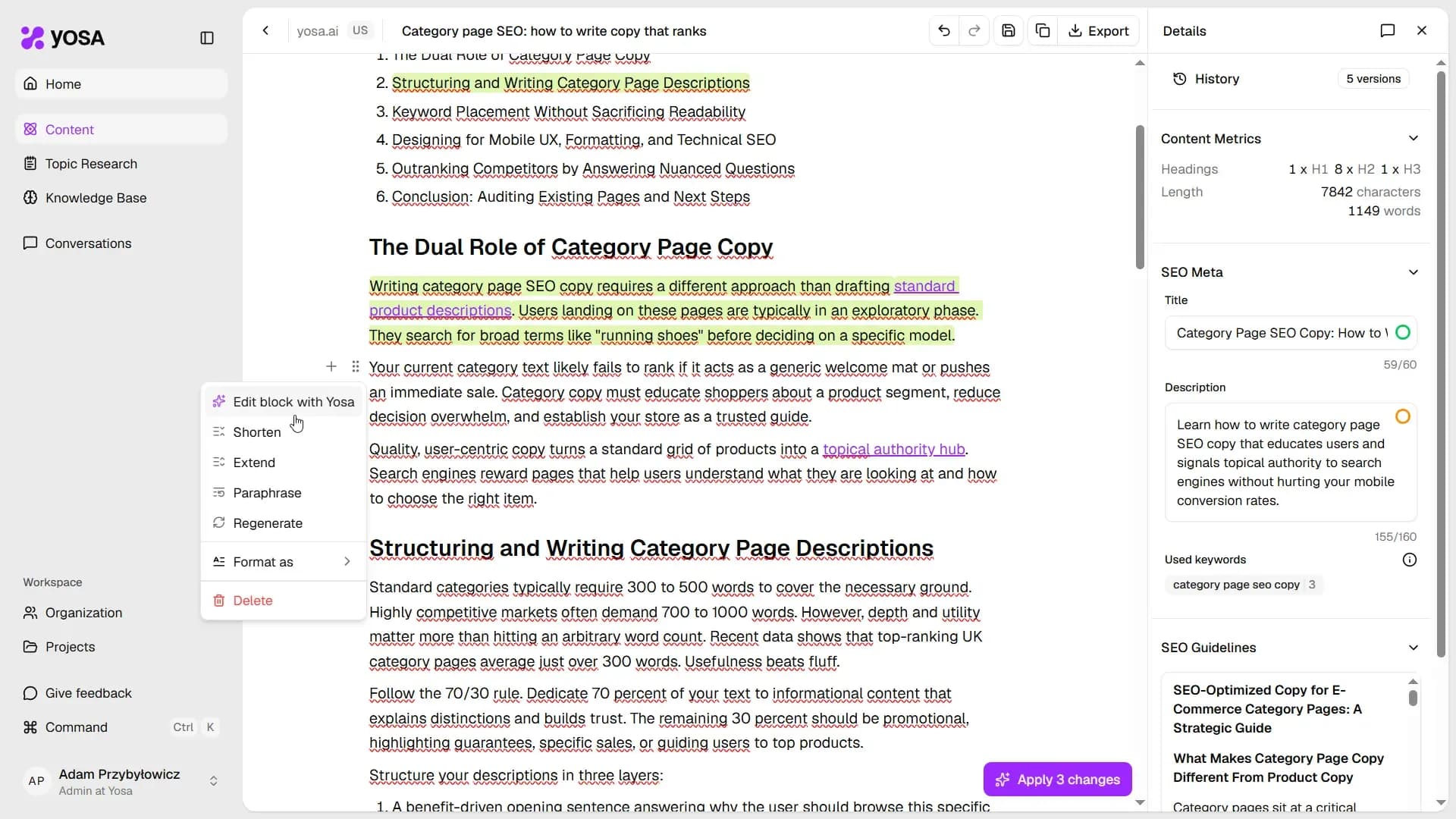 Adding comment in canvas to a whole text block