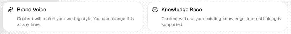 brand voice and knowledge base cards in content generation