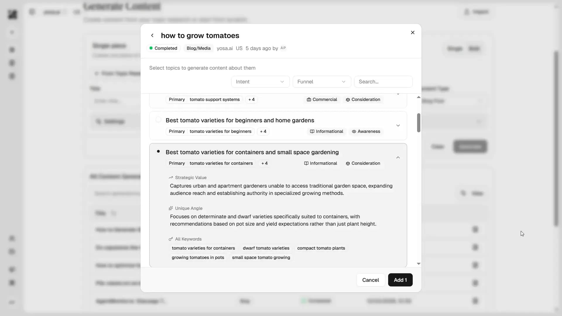 Content generation from topic research