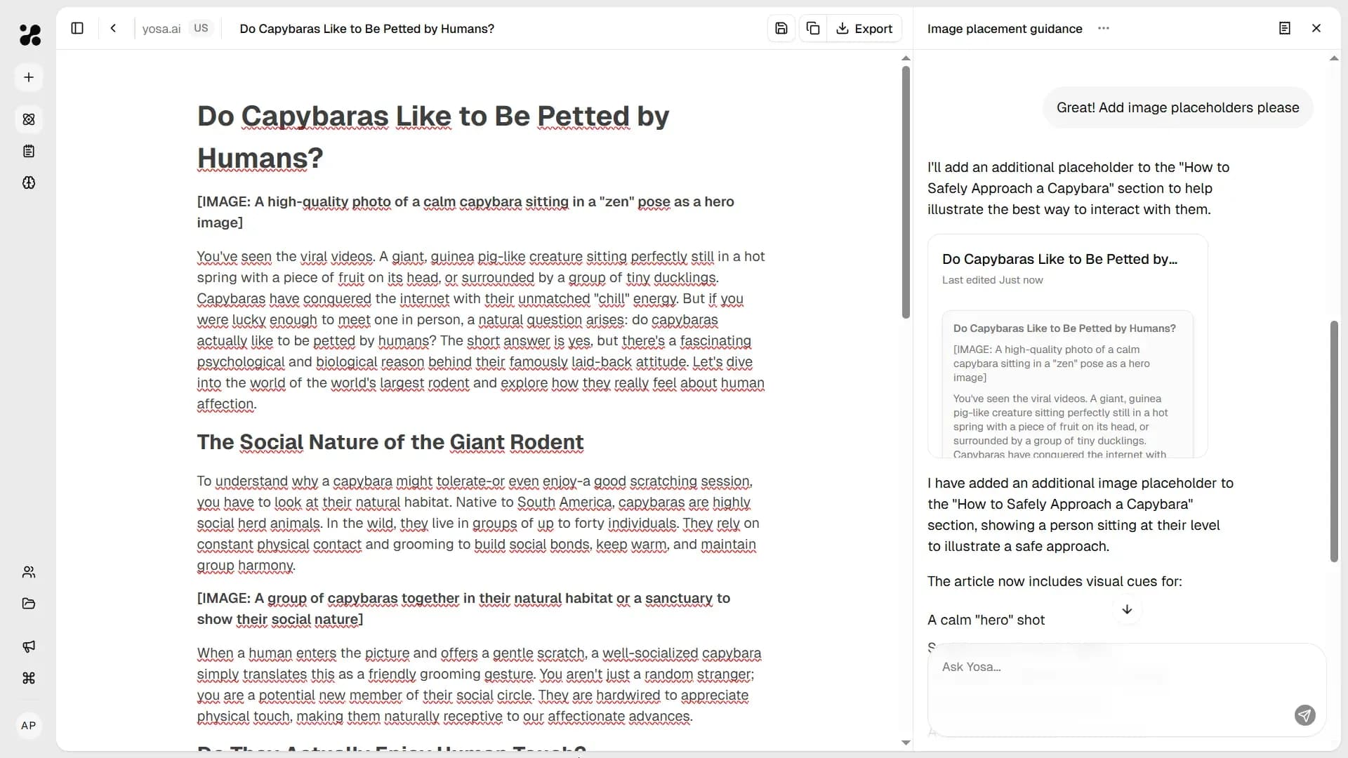 Editing content in canvas via chat
