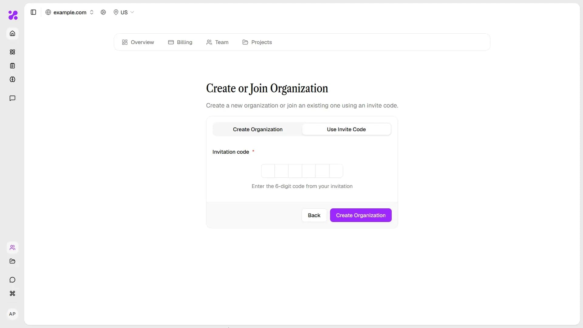 Join organization form