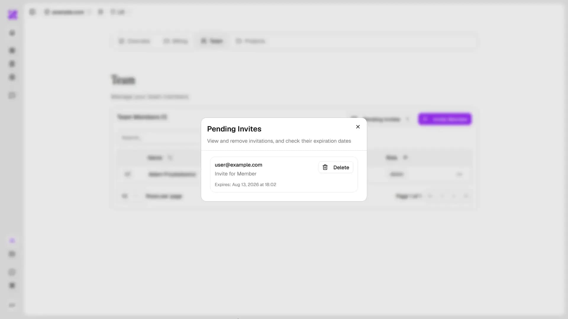 Pending invites