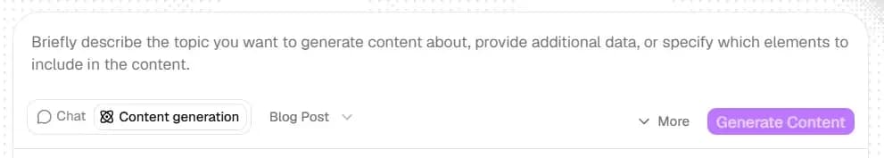 Prompt field in content generation