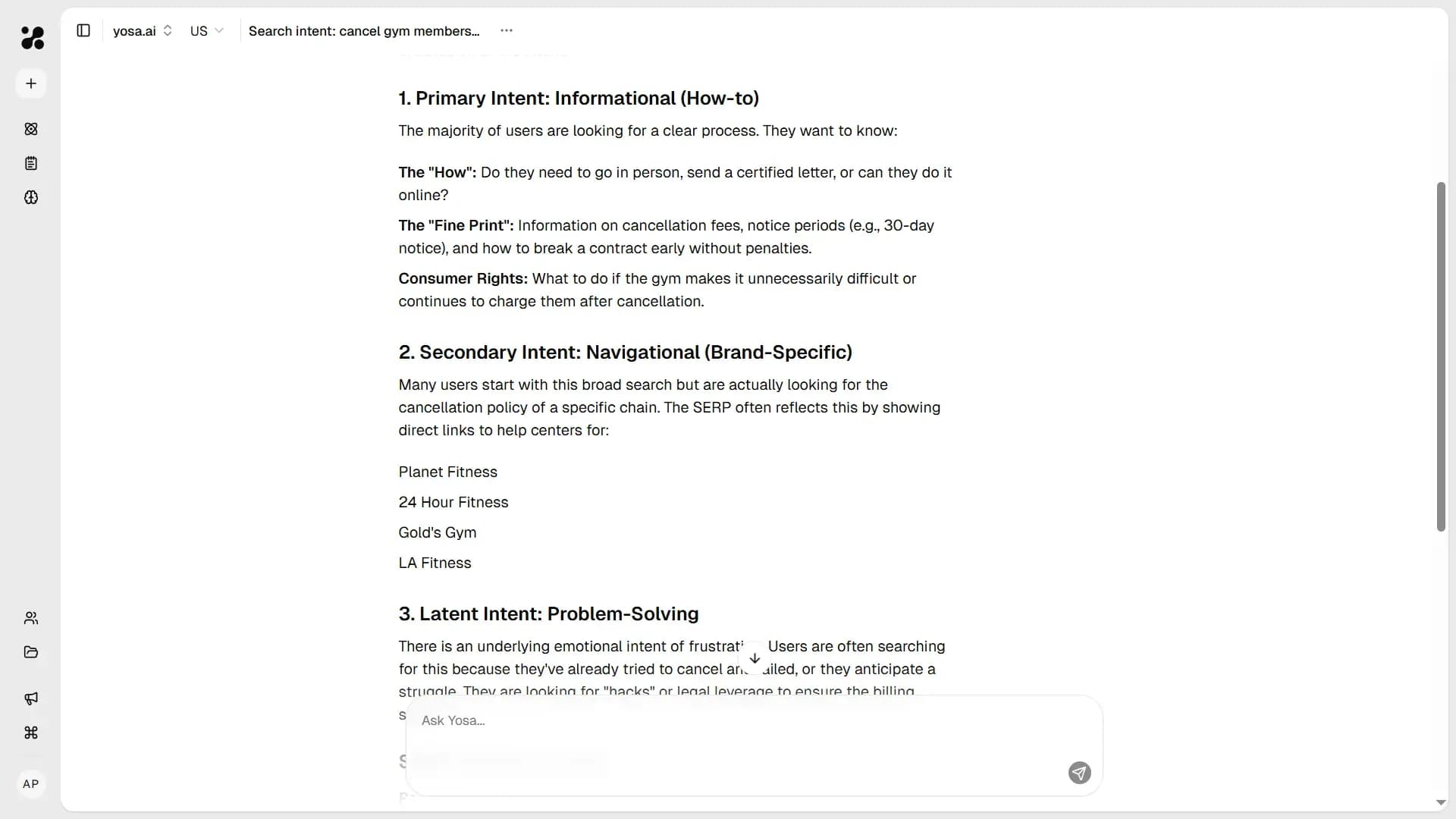 Search intent analysis