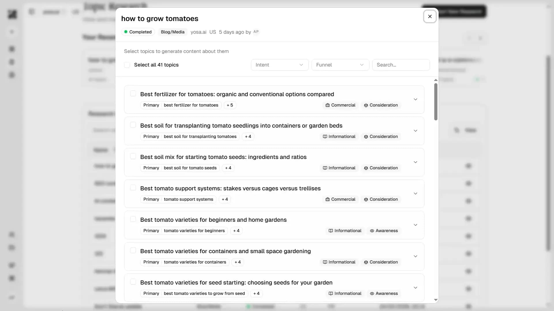 Topic research example