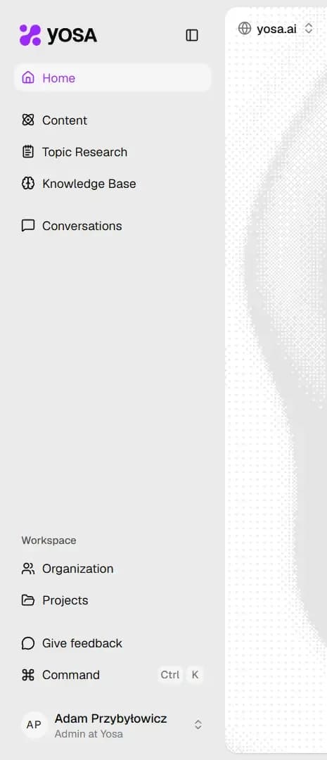 YOSA main sidebar