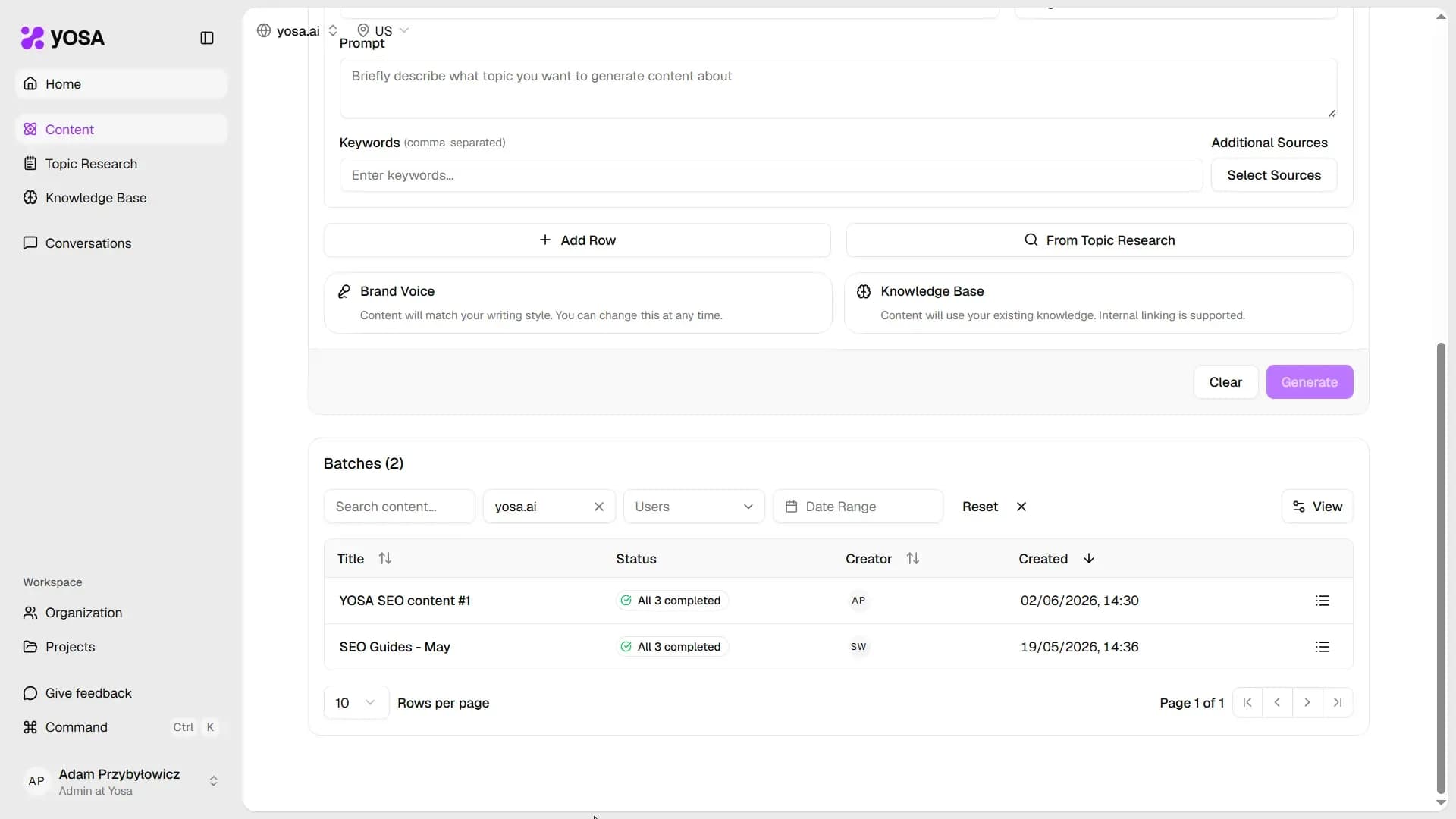 Generated content batches overivew