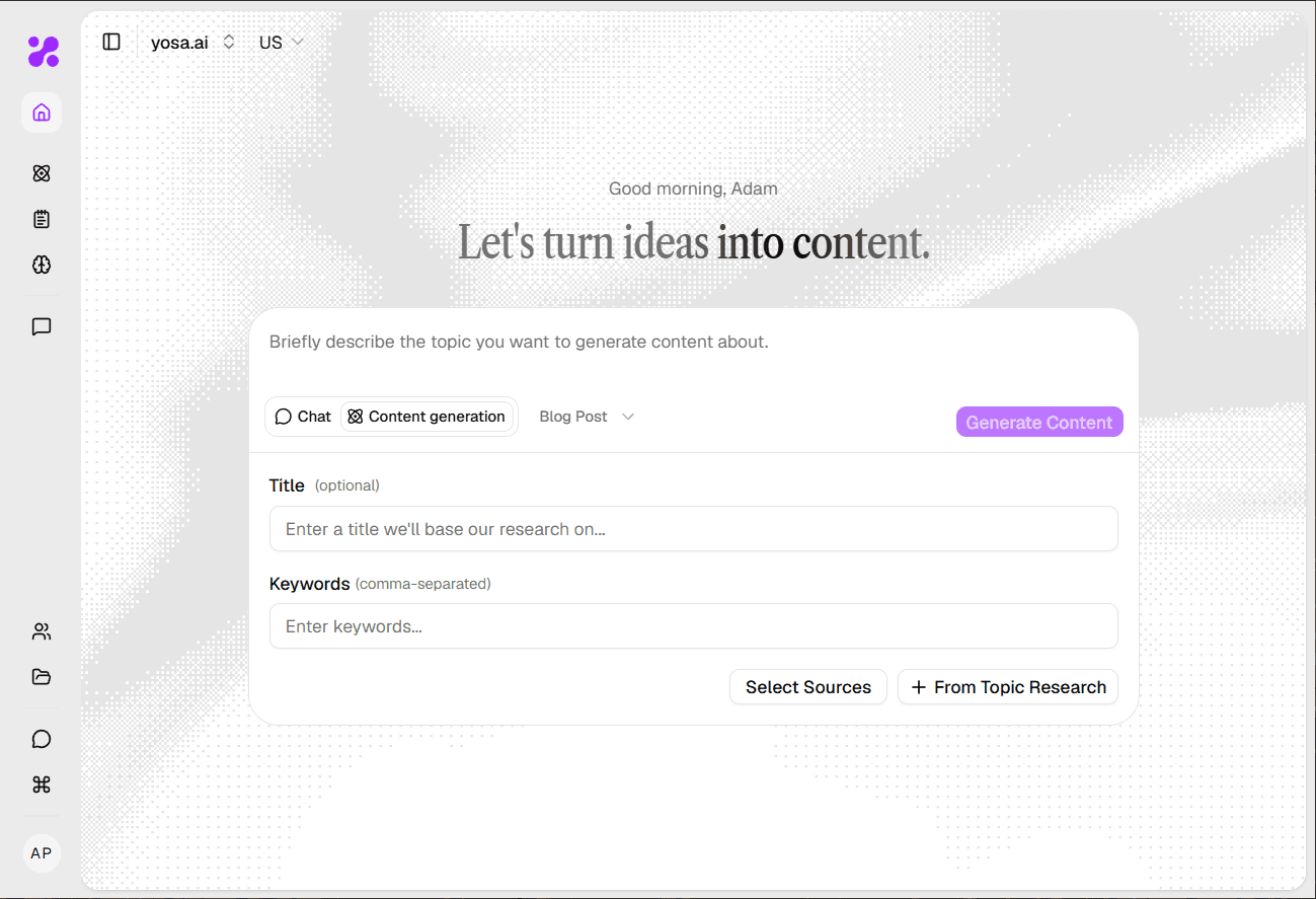 New prompt field in content generation